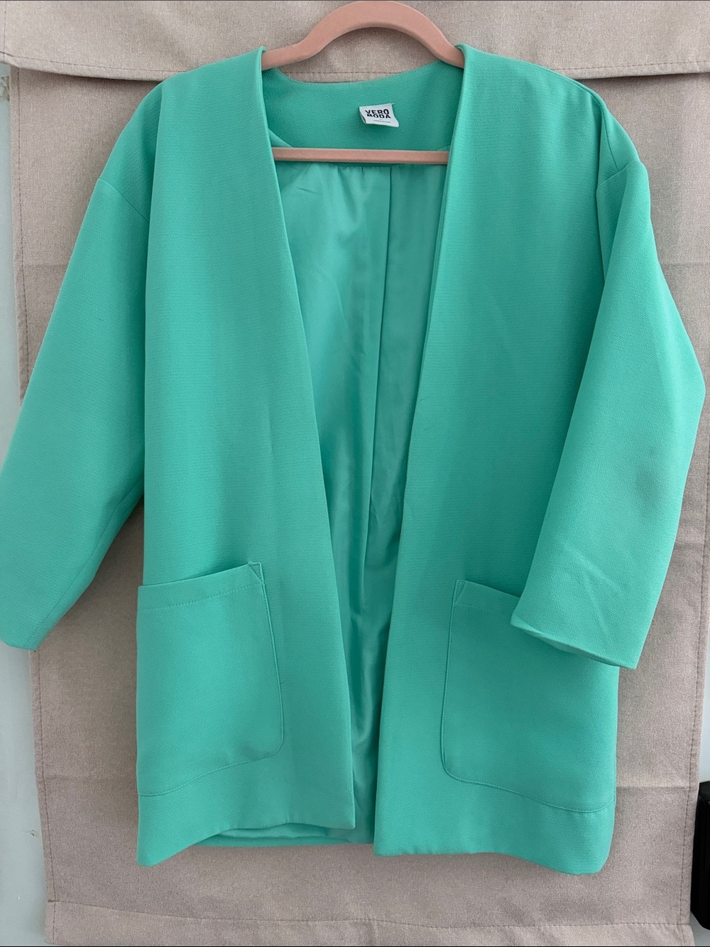 Vero Moda Mint Green Open Front Blazer
